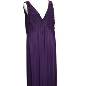 Jessica Howard Purple Maxi Dress Womens 16W Sleeveless V Neck Formal Evening